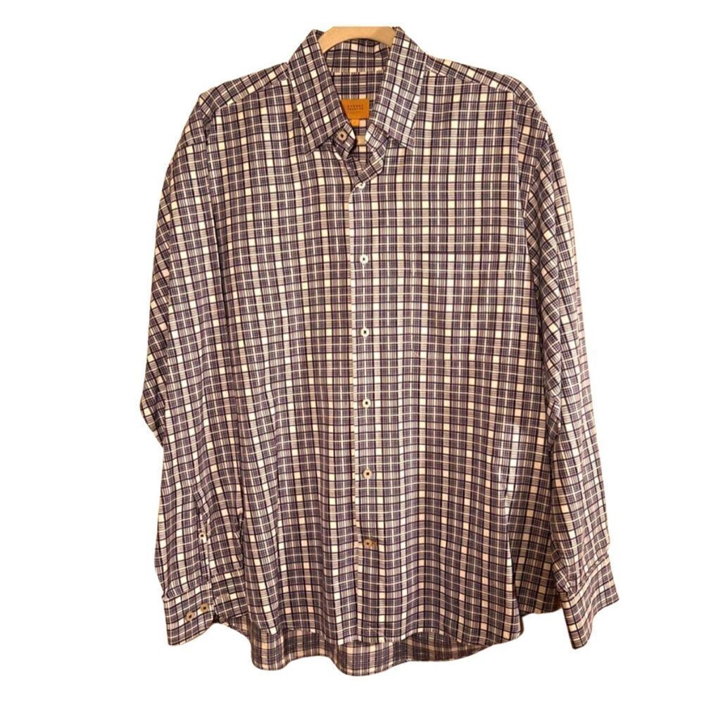 Robert Talbott Carmel Blue and White Plaid Sz. L